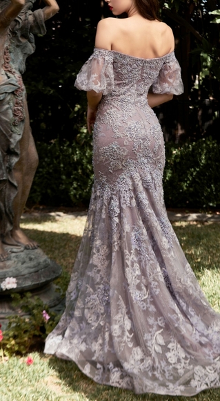 VIOLET OR Dusty rose MERMAID LACE FORMAL OFF SHOULDER MOTHER OF THE BRIDE DRESS - Picture 6 of 13